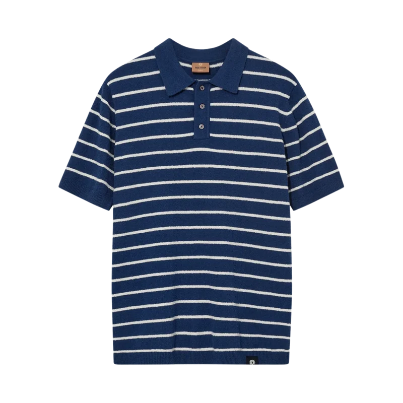 MMGKyle Bouclé Sea SS Polo Knit - Estate Blue