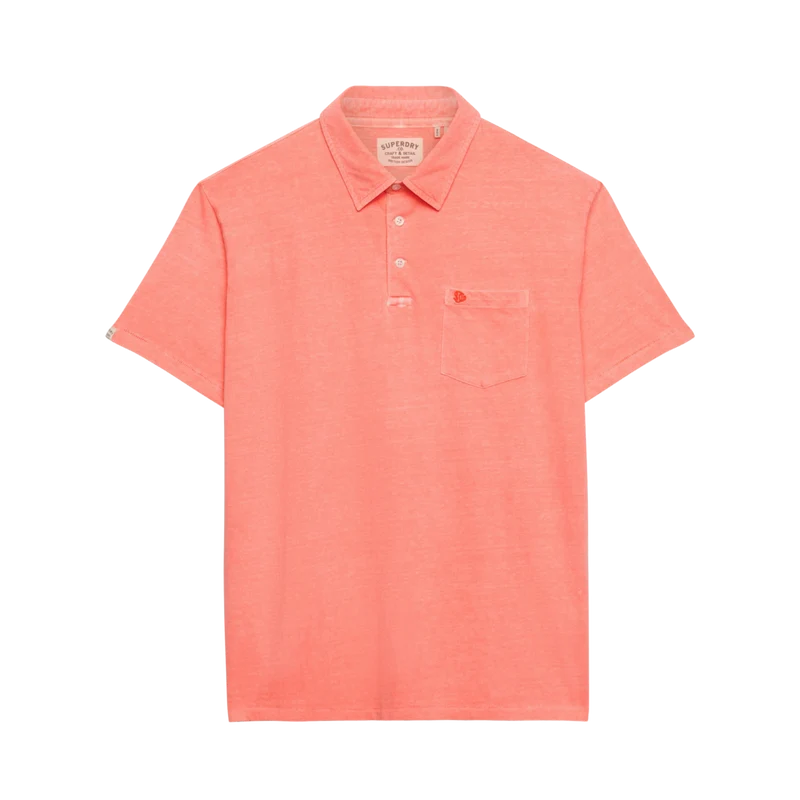 Classic Cotton Linen Polo - Neon Coral