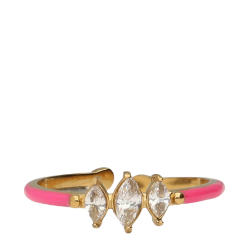 Ring Fine Pink 3 Strass - Gold