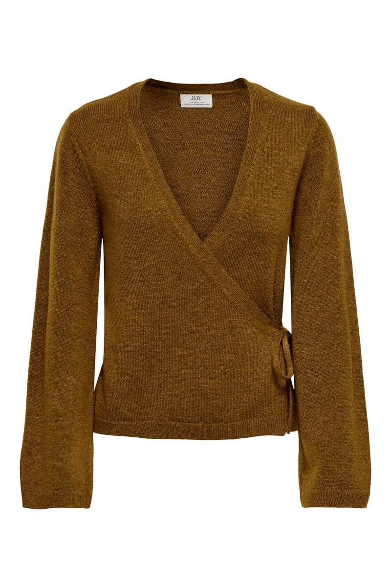 JDY - Jdybecky L/S Wrap Cardigan Knt - 5101793 Bison Melange