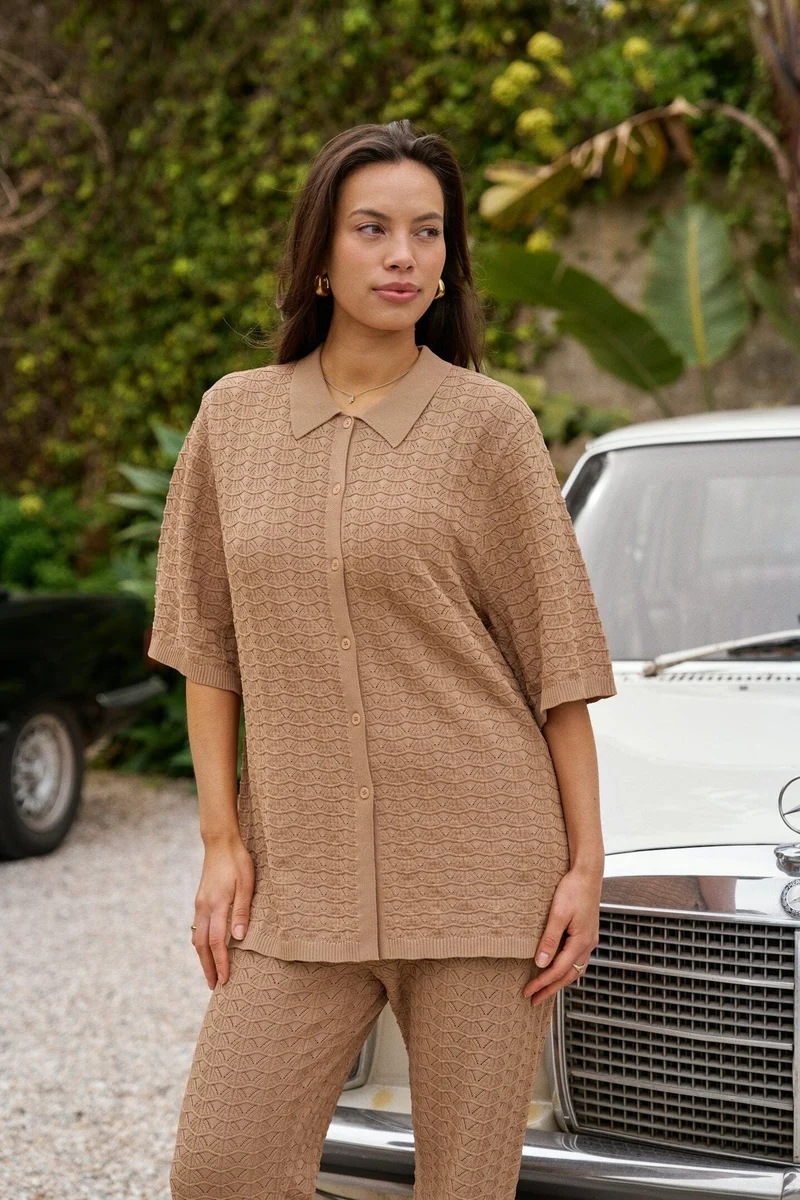 Neo Noir - Sette Fine Crochet Blouse 168327 - 214 - Taupe