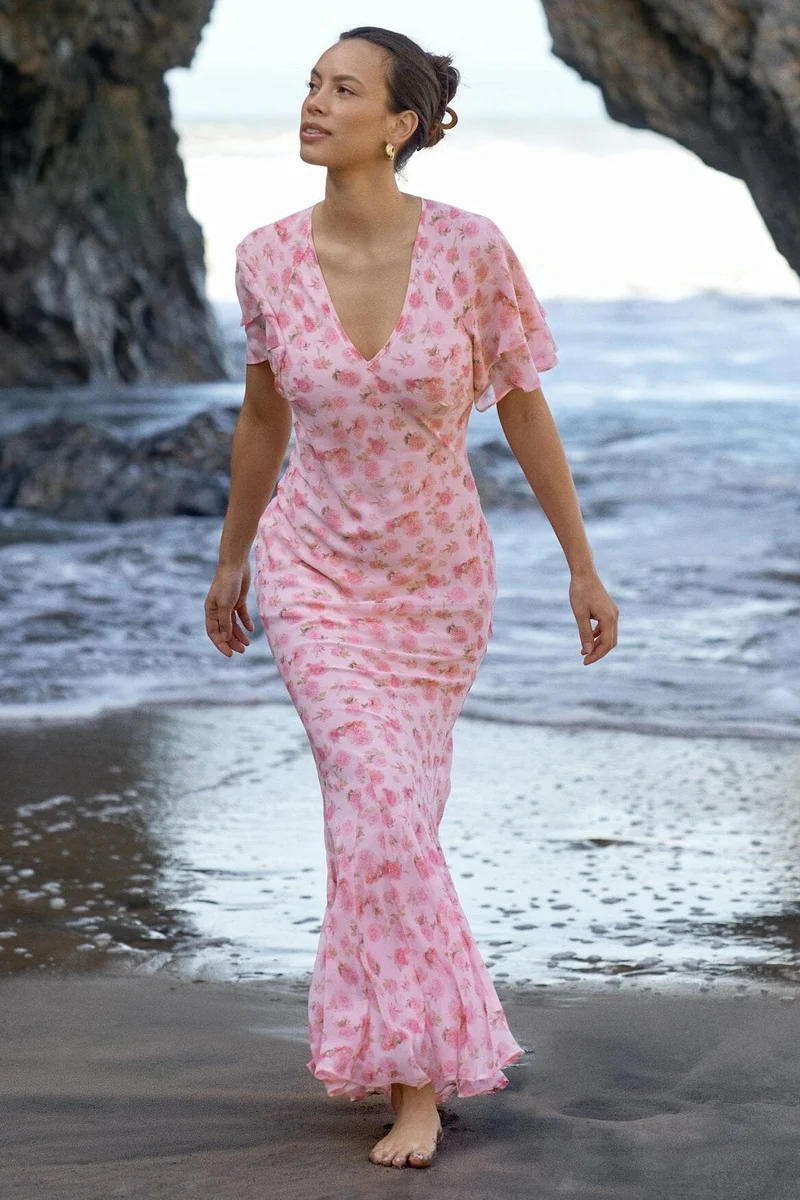 Neo Noir - Celesse Flower Fade Dress 169331 - 754 - Light Pink