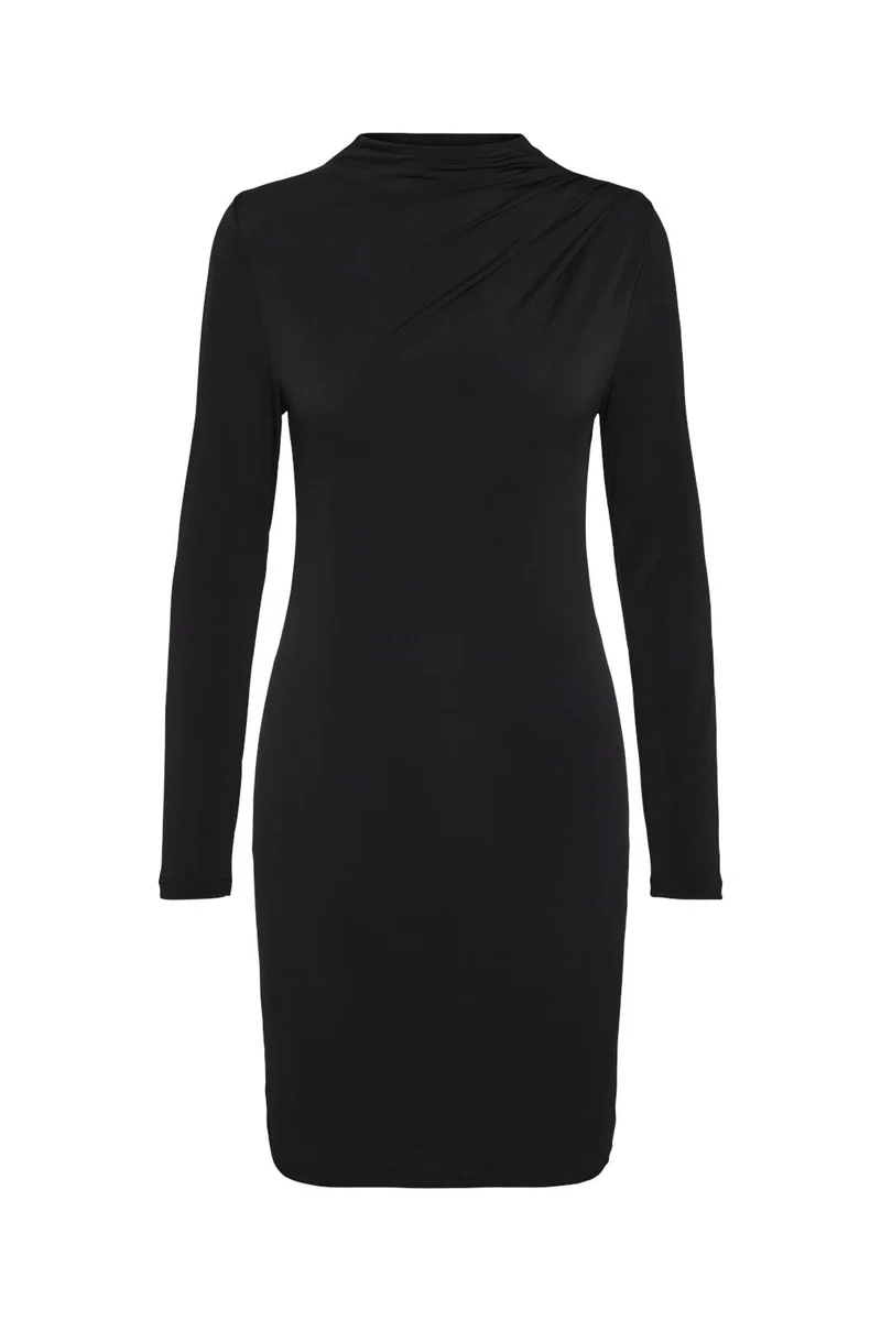 Pieces - Pcmadison Ls Draped Dress - 4614505 Black