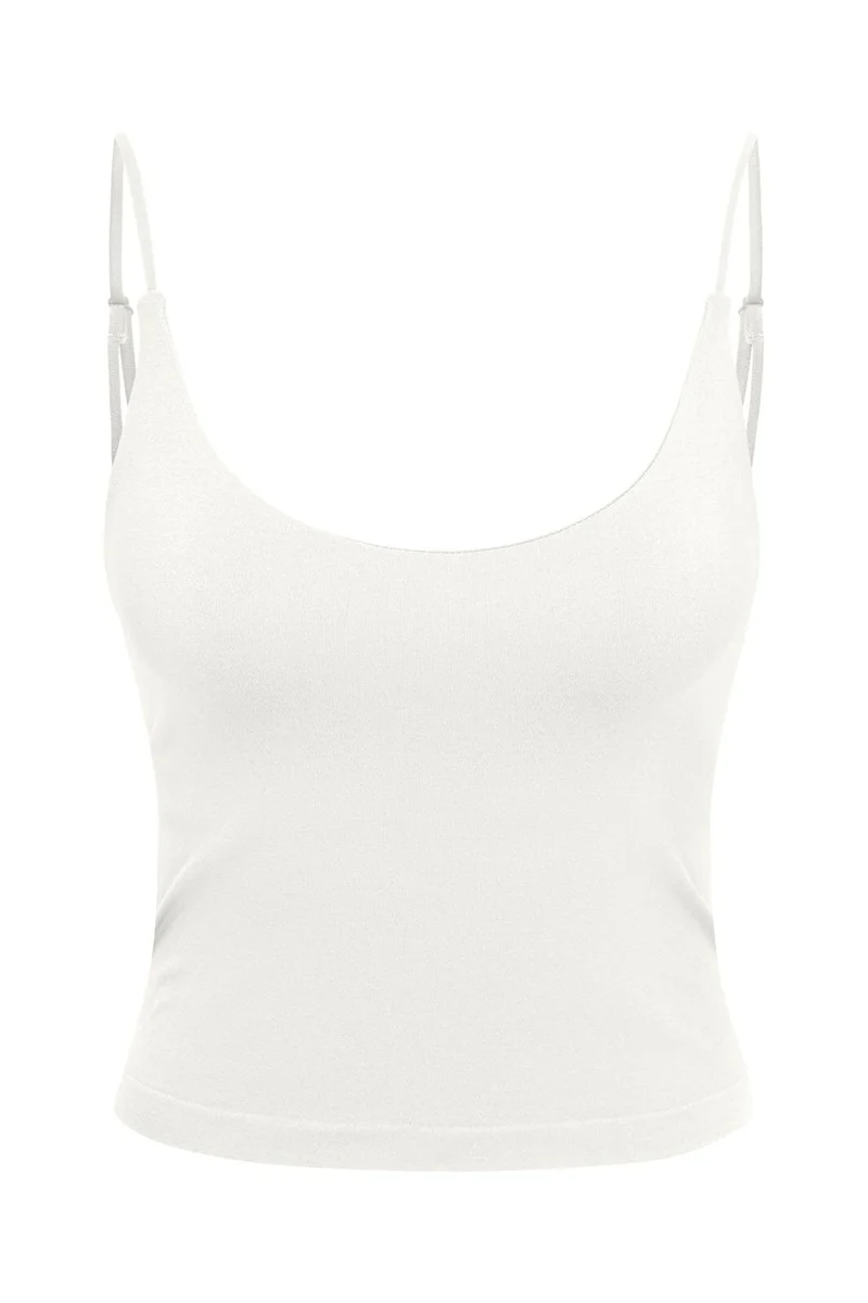 Only - Onlbella Seamless V-Neck Crop Top Acc - 5096416 Cloud Dancer