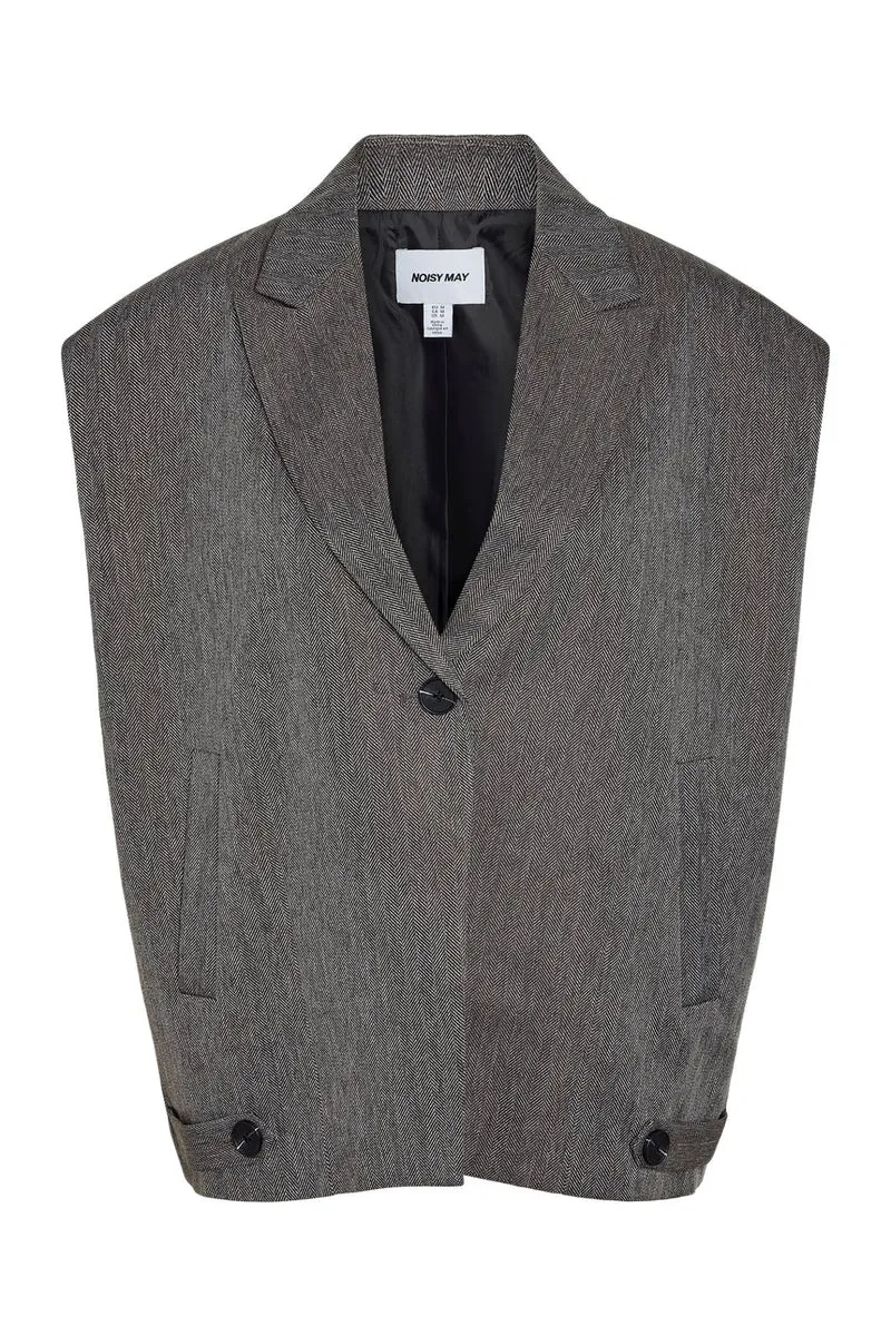 Noisy May - Nmremy S/L Waistcoat Tlr - 5056931 Dark Grey Herringbone