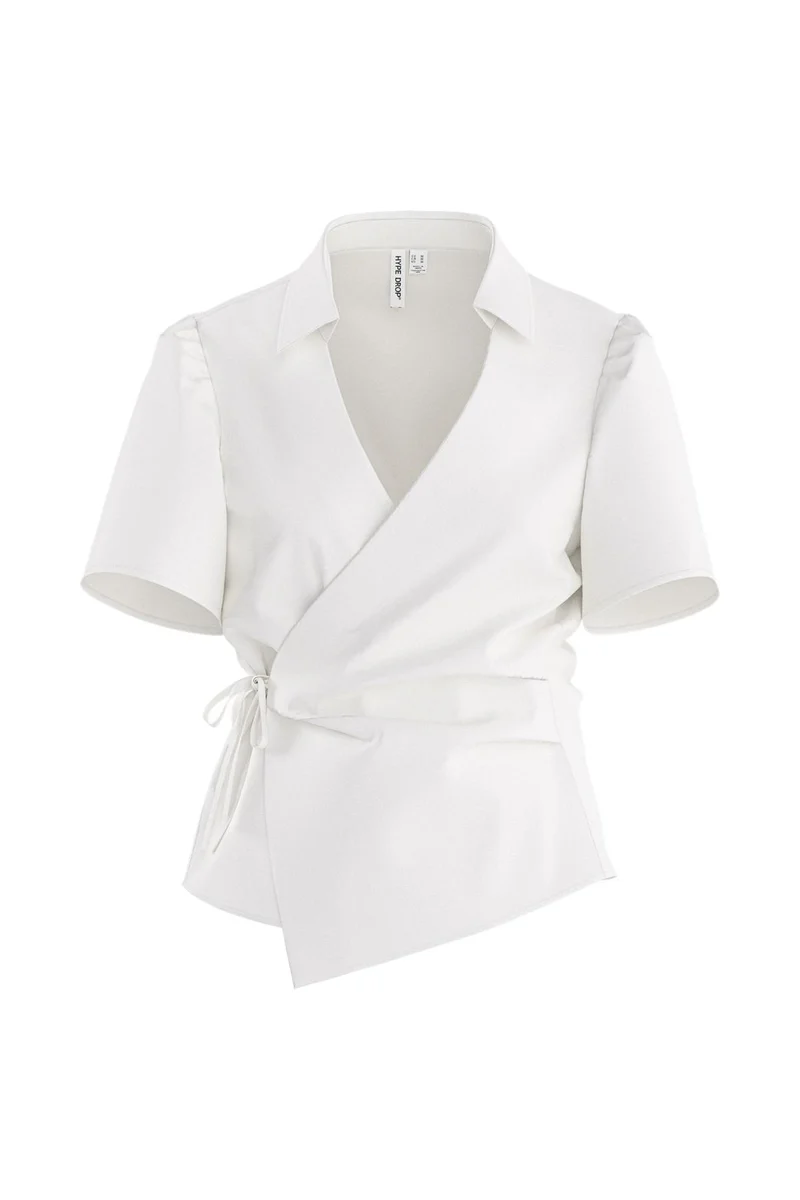 Hypedrop - Hdarlena Ss Wrap Shirt 32001132 - 5242287 - White