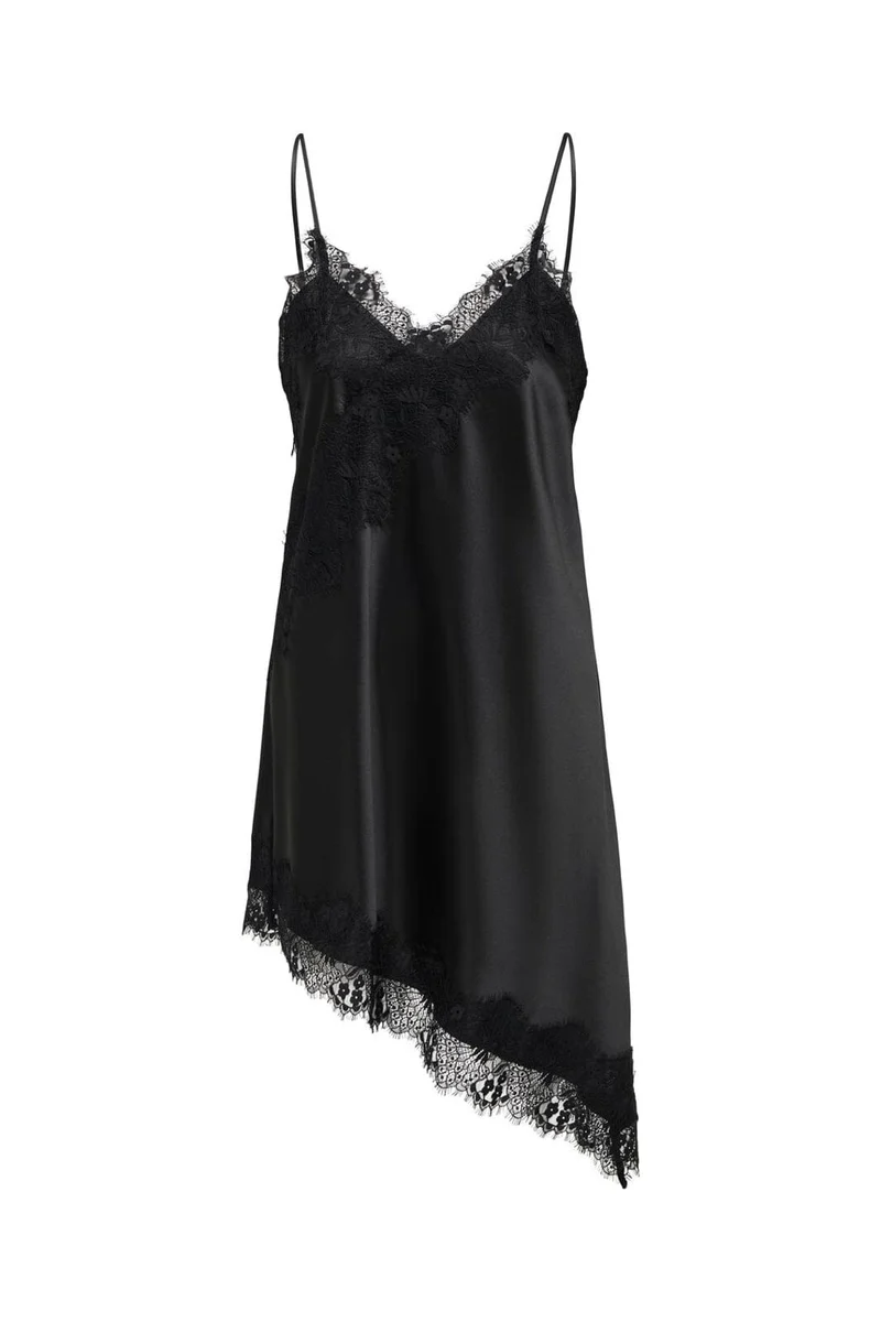 Only - Onlindona Strap Satin Lace Dress - 5102199 Black