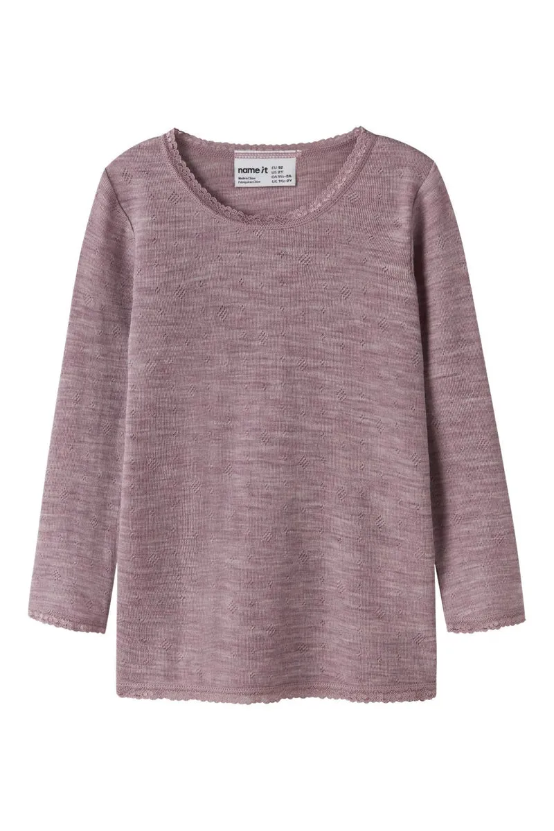 Name It - Nmfwang Wool Needle Ls Top Solid - 4968773 Toadstool