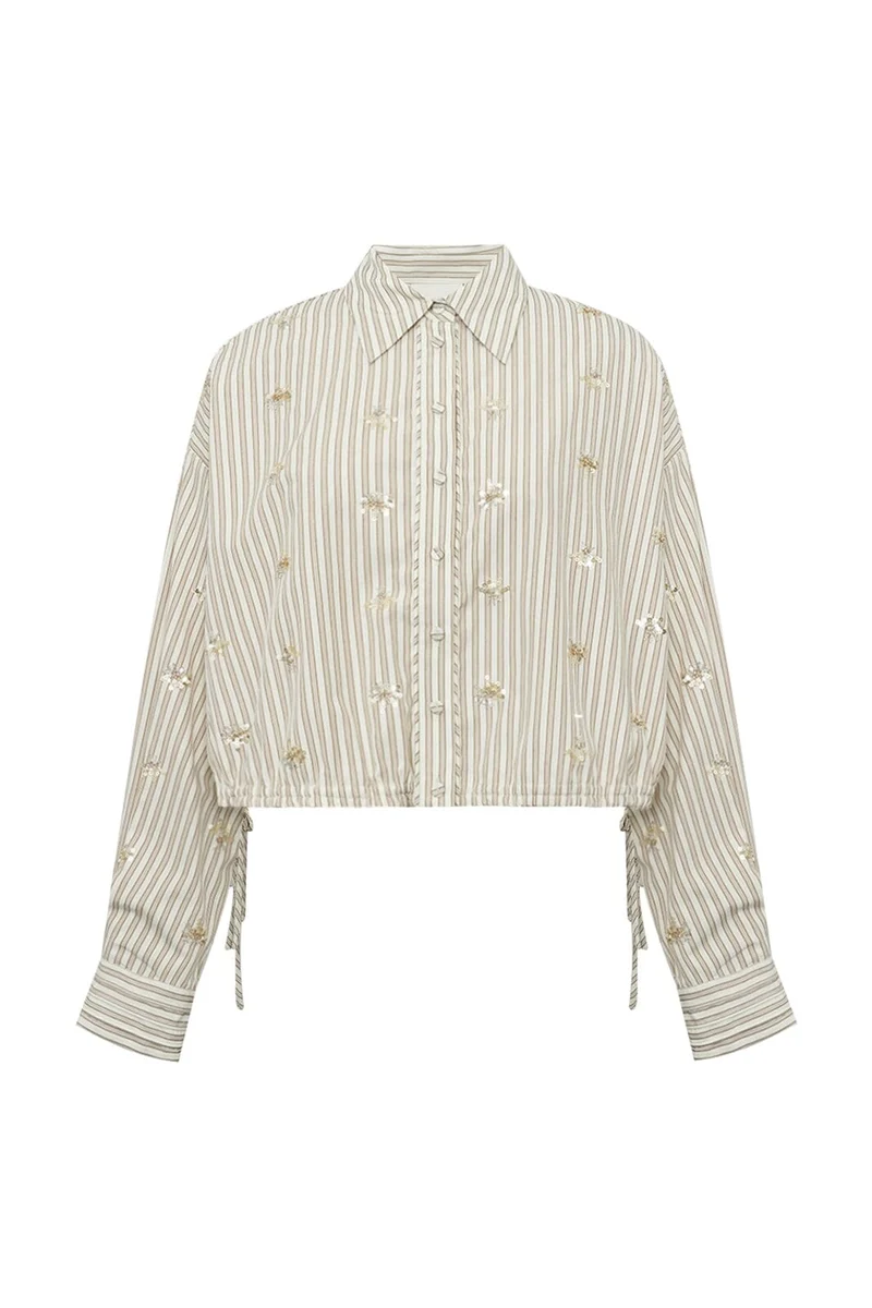 Gossia - Gemmago Shirt G3147 - Creme Brown Stripes