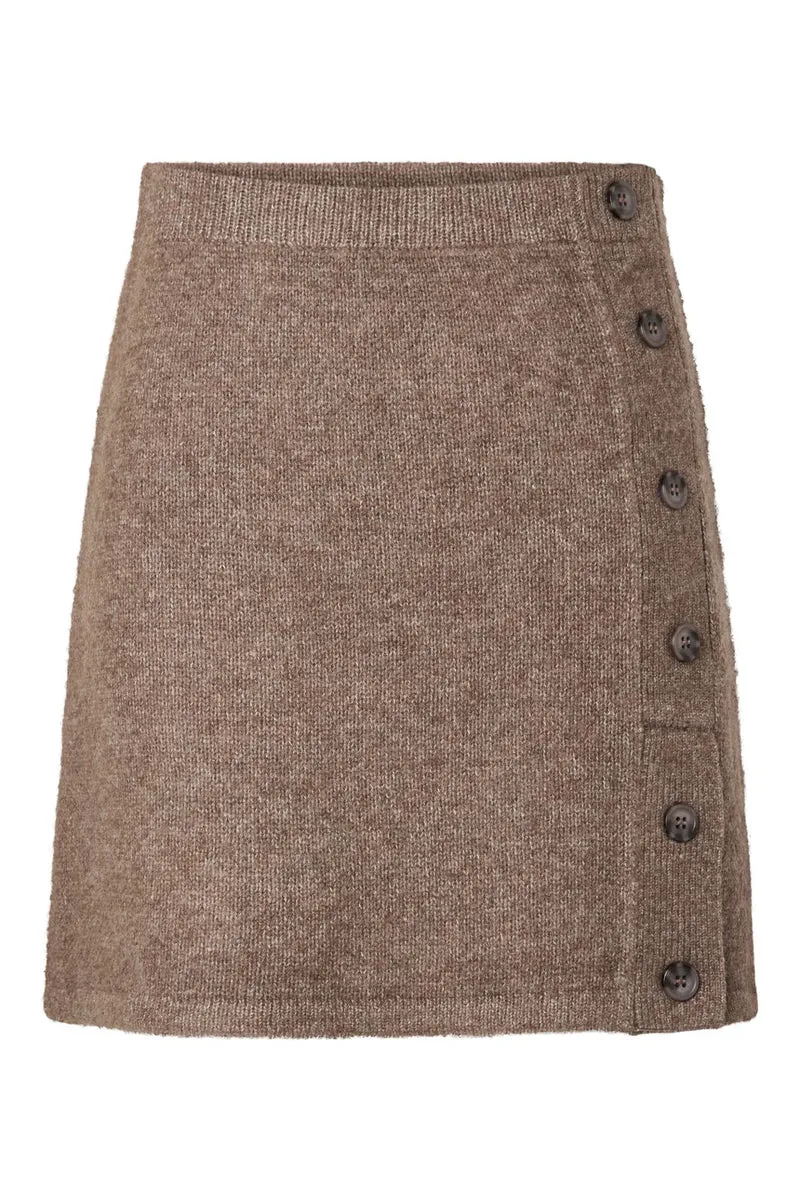 Pieces - Pcaico Button Knit Skirt - 5060679 Coffee Quartz Melange
