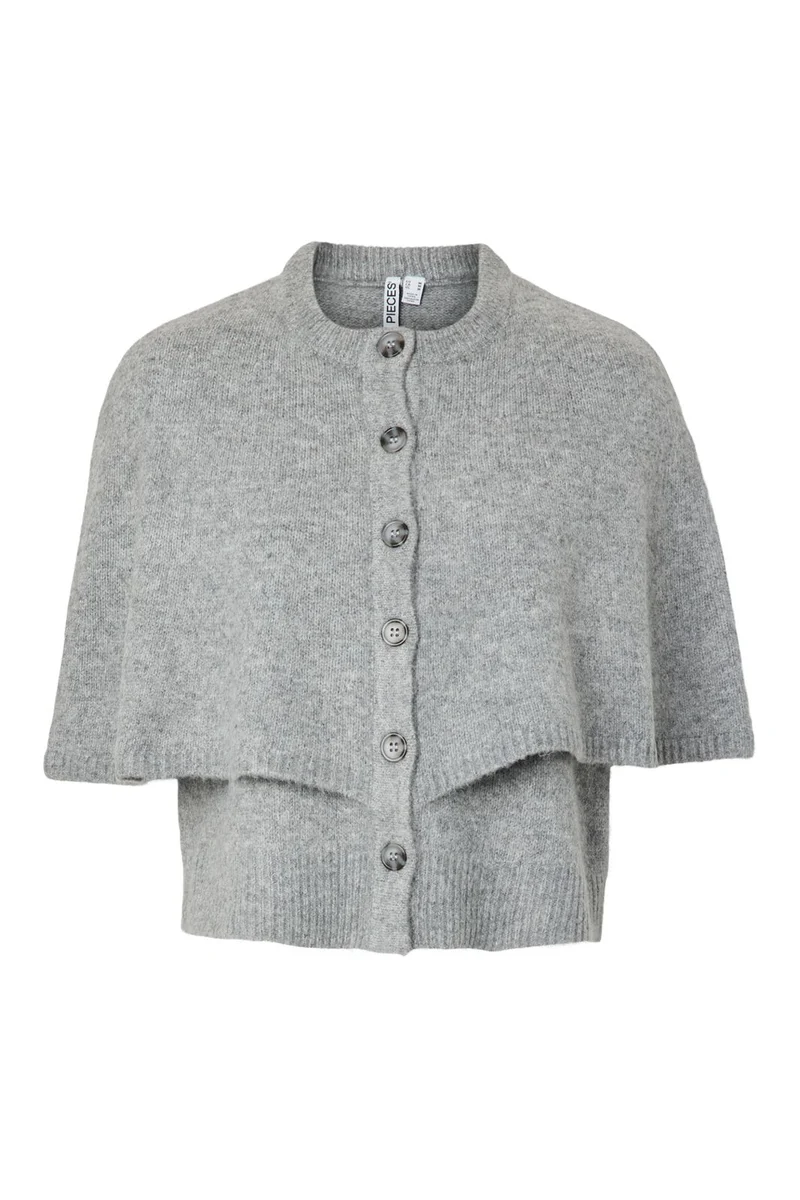 Pieces - Pcaico Cape Knit Cardigan - 5075497 Medium Grey Melange