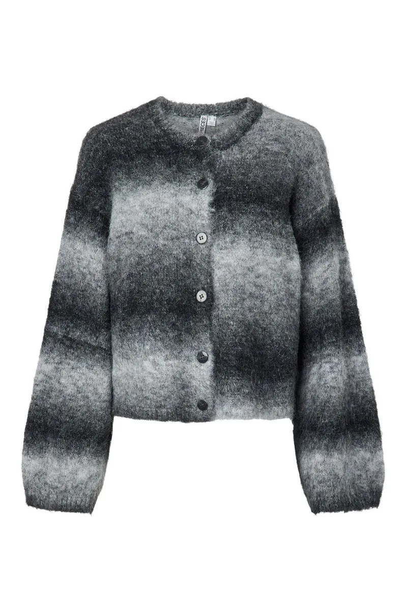 Pieces - Pcalba Ls O-Neck Knit Cardigan - 5059056 Ganache Cloud Dancer Gradiant