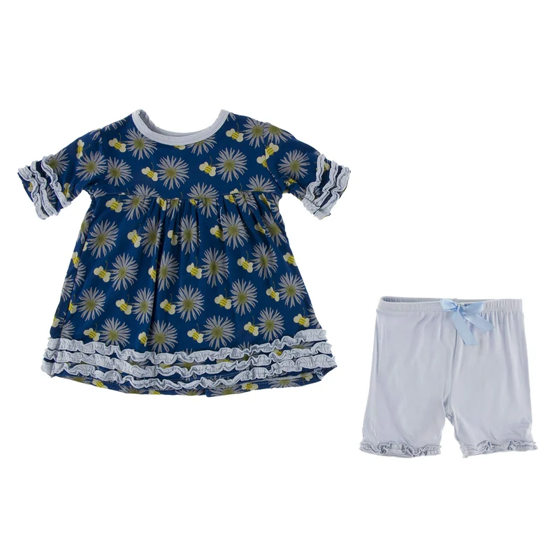 KicKee Pants Print Short Sleeve Babydoll Outfit Set