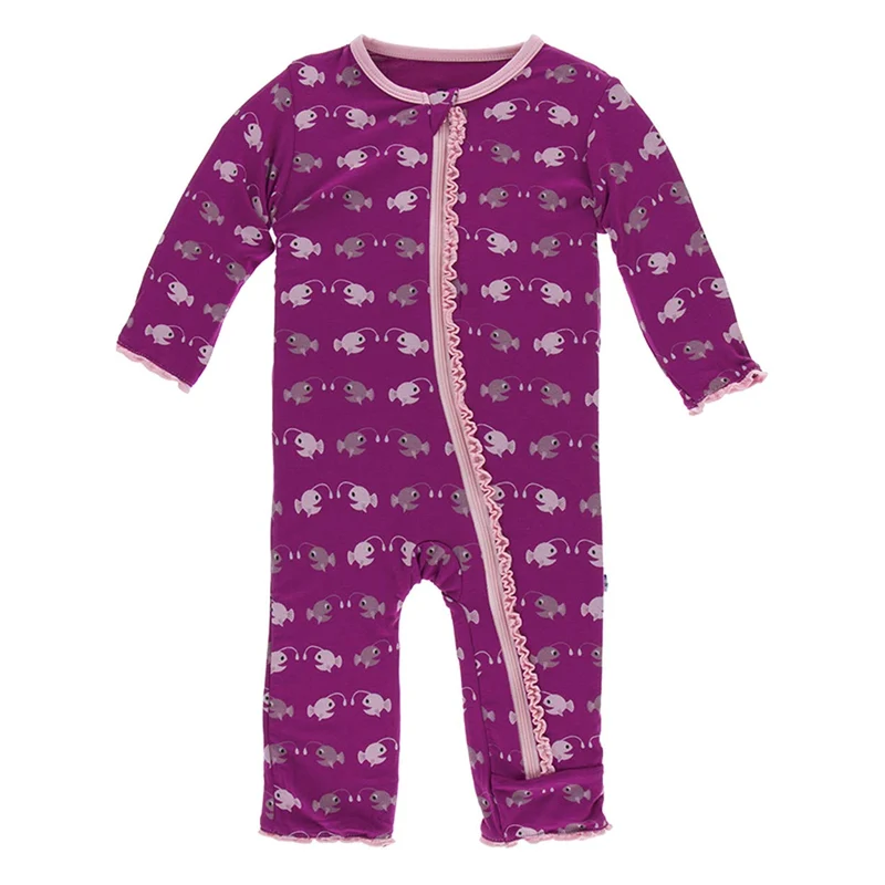 KicKee Pants Print Muffin Ruffle Coverall with Zipper