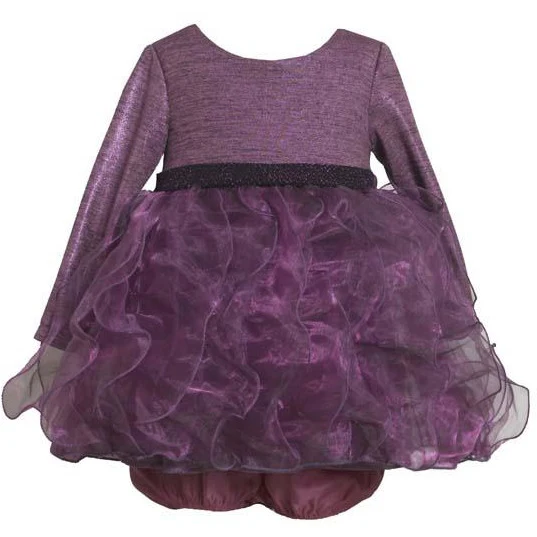 Girl's Party Dress: Purple Organza Metallic Chiffon Dress