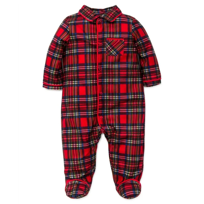 Baby Boy's Plaid Christmas Pajamas Footie