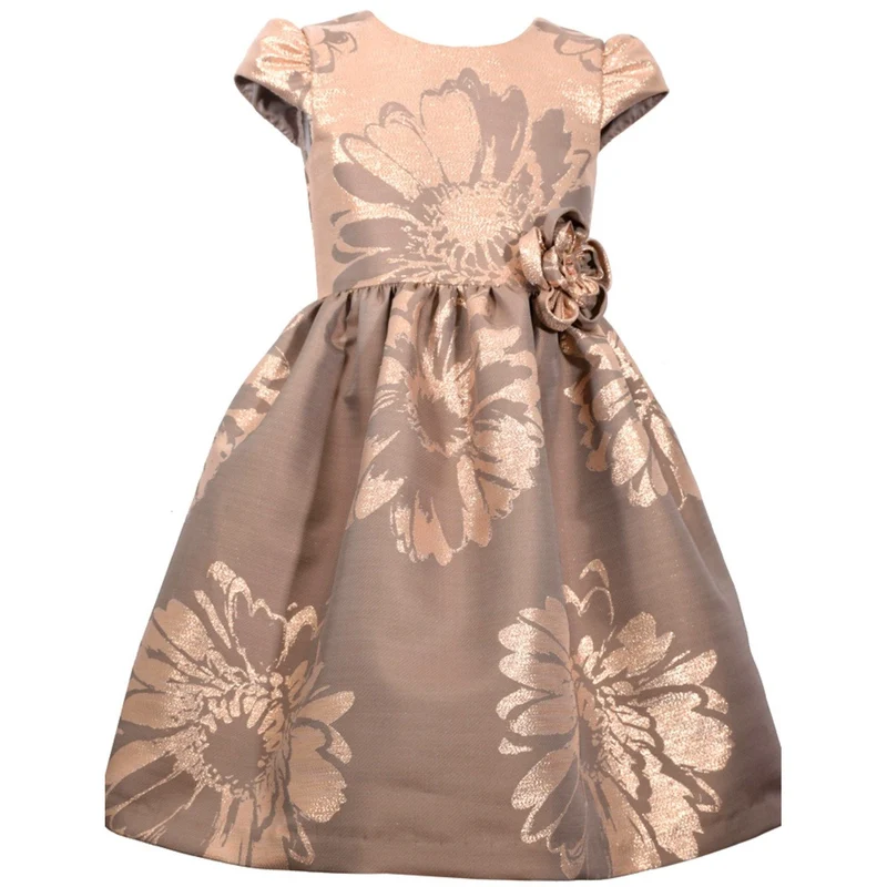 Bonnie Jean Girls Metallic Gold Brocade Dress 6X - 8