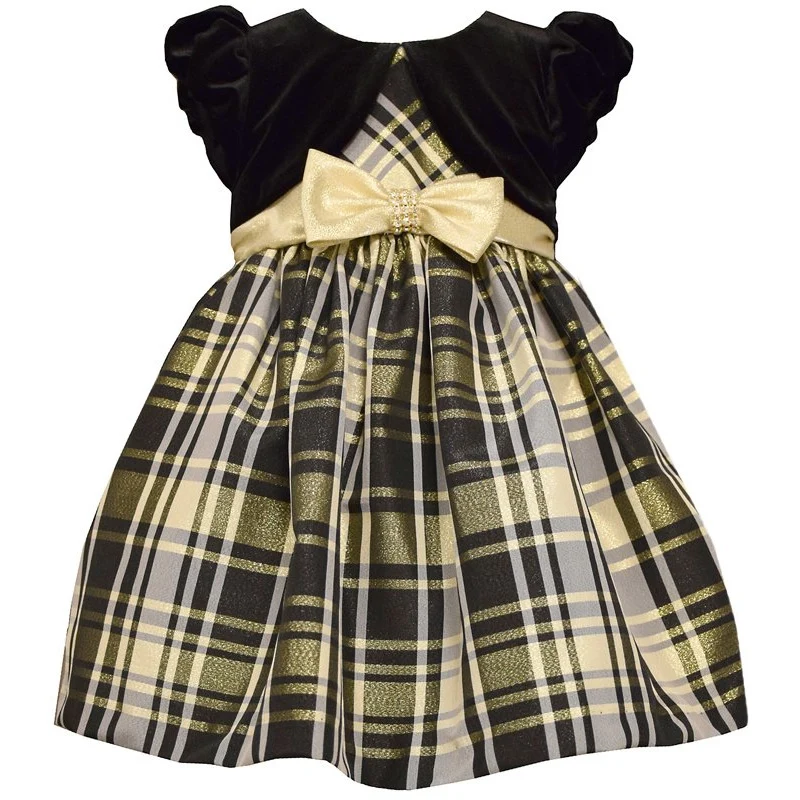 Bonnie Jean Girls Gold Black Mock Cardigan Dress