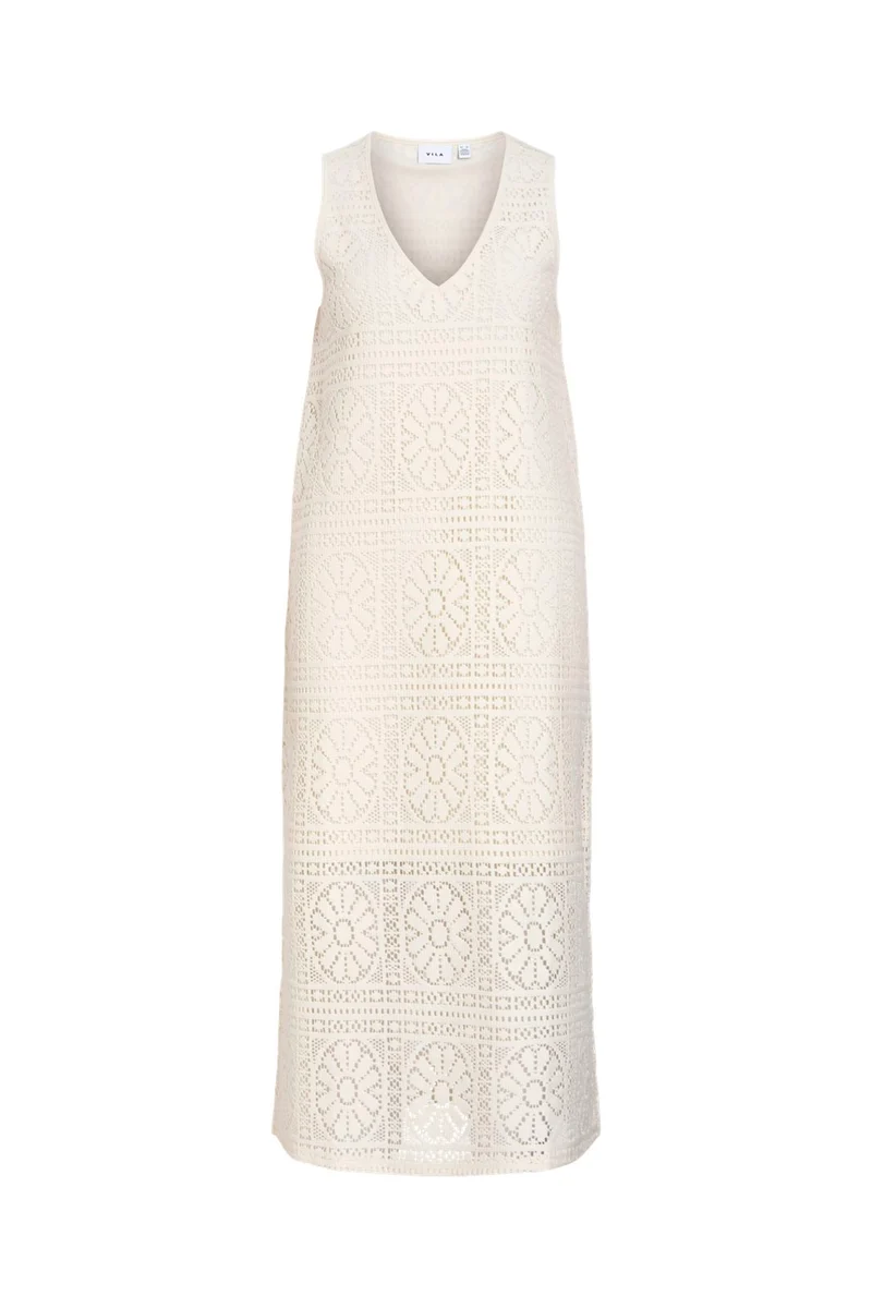 Vila - Vimerinda V-Neck S/L Midi Dress/Vol/Rs - 4978545 Birch