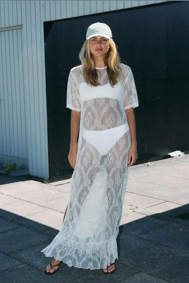 Noisy May - Nmlucia S/S Long Dress - 4980147 Cloud Dancer
