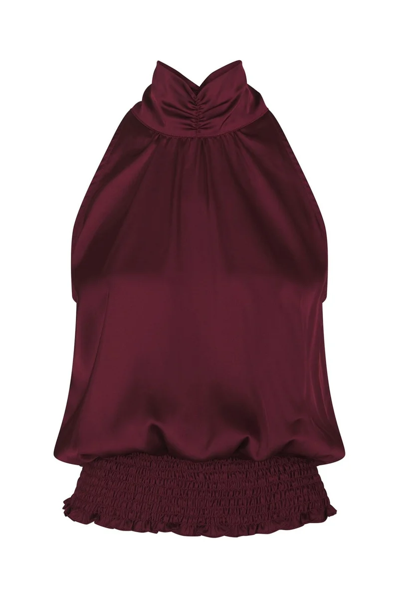 Neo Noir - Jos Drapy Satin Top 167311 - 174 - Burgundy