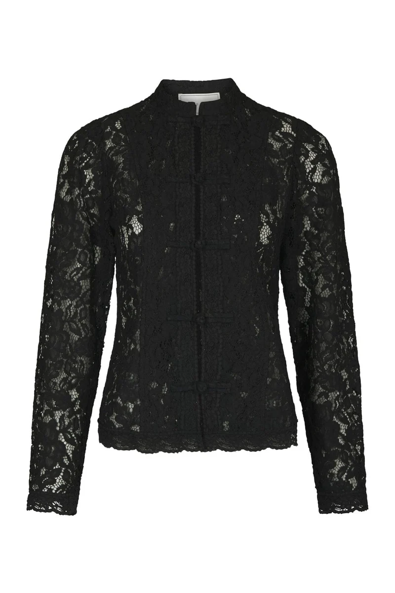 Neo Noir - Hera Lace Flower Blouse 169628 - 100 - Black
