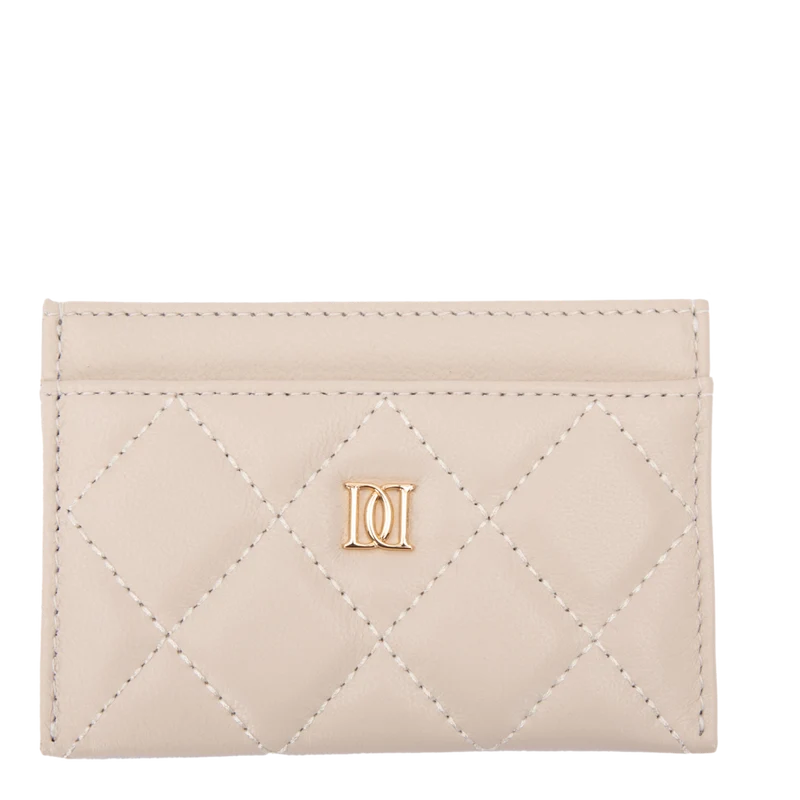 Leather Quilted Card Holder - Sand