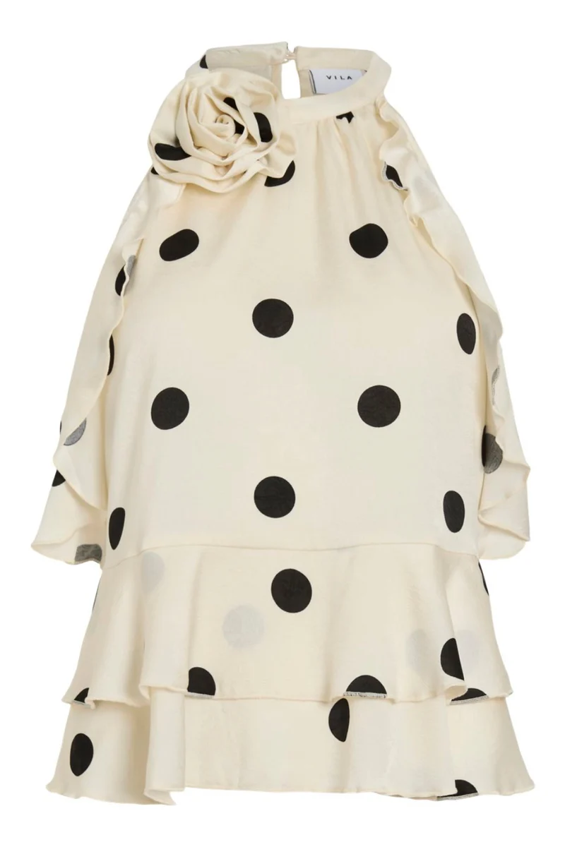 Vila - Viclaire S/L Rose Halterneck Top Ro - 5046744 Birch Black Dots