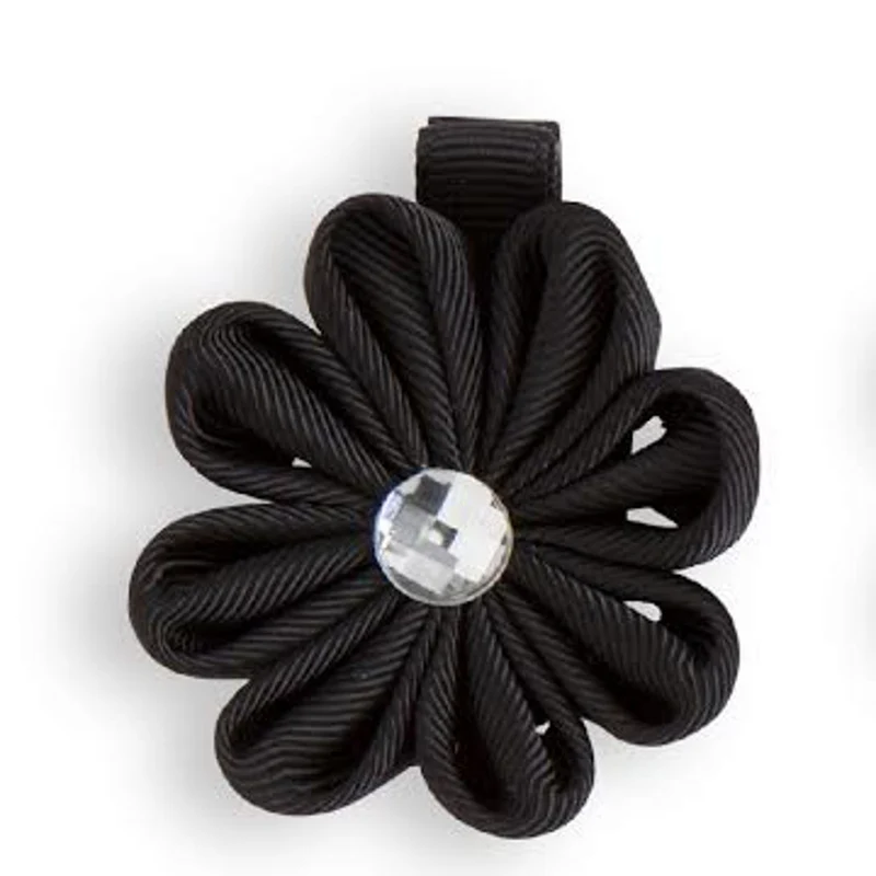 Flower Hair Clip with Crystal Center