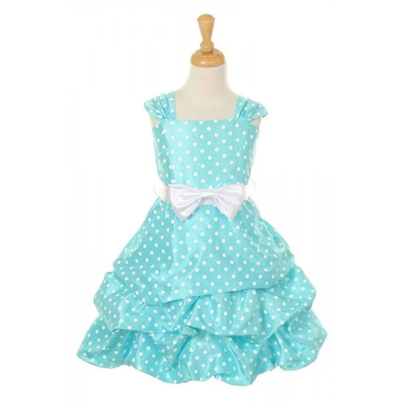 Girls Aqua Dot Easter Dress