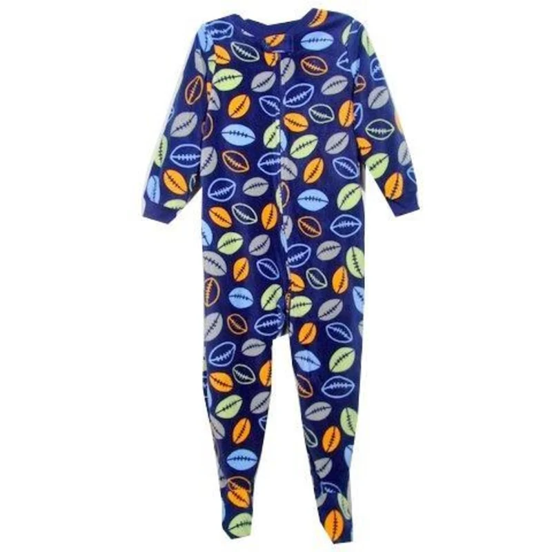 Boys Footed Pajamas - Football Size 2T - 4
