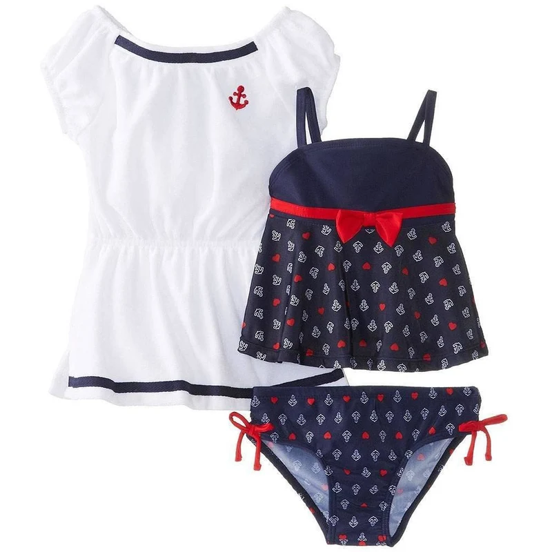 Baby Buns Girls Sail Love Tankini and Coverup Set 6X