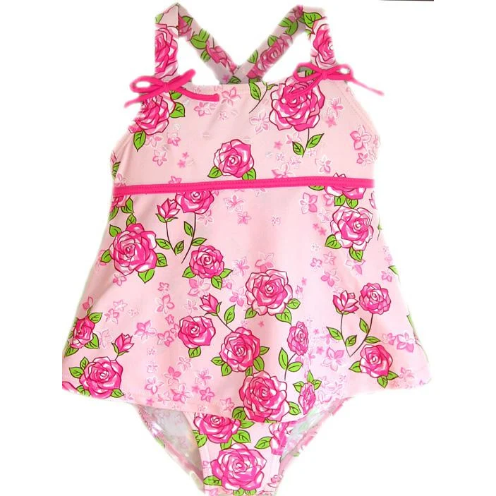Kate Mack Skirted Roses Toddler Swimsuit - One Piece with Sequins