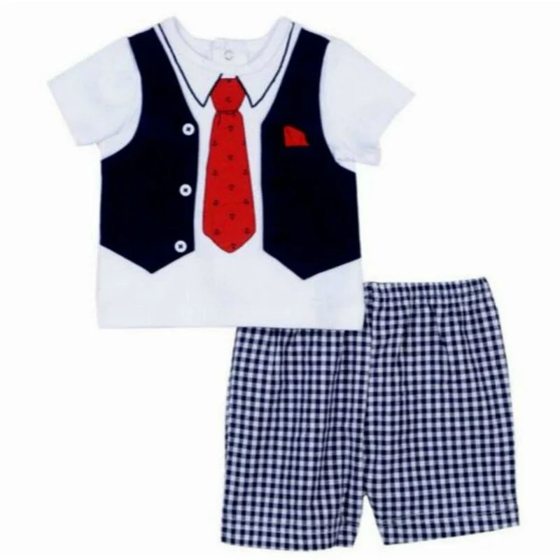 Little Me Baby Boys Anchor Tie Short Set