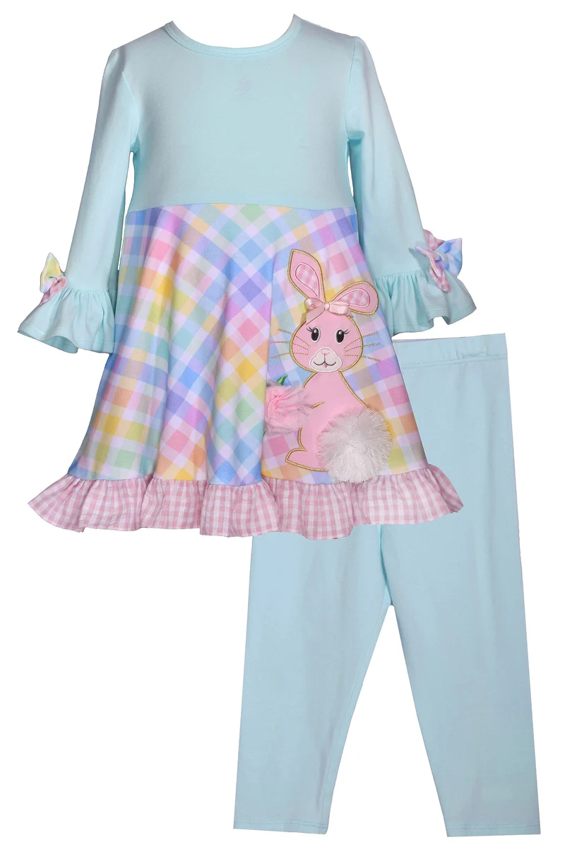 Bonnie Jean Blue Easter Bunny Capri Legging Set