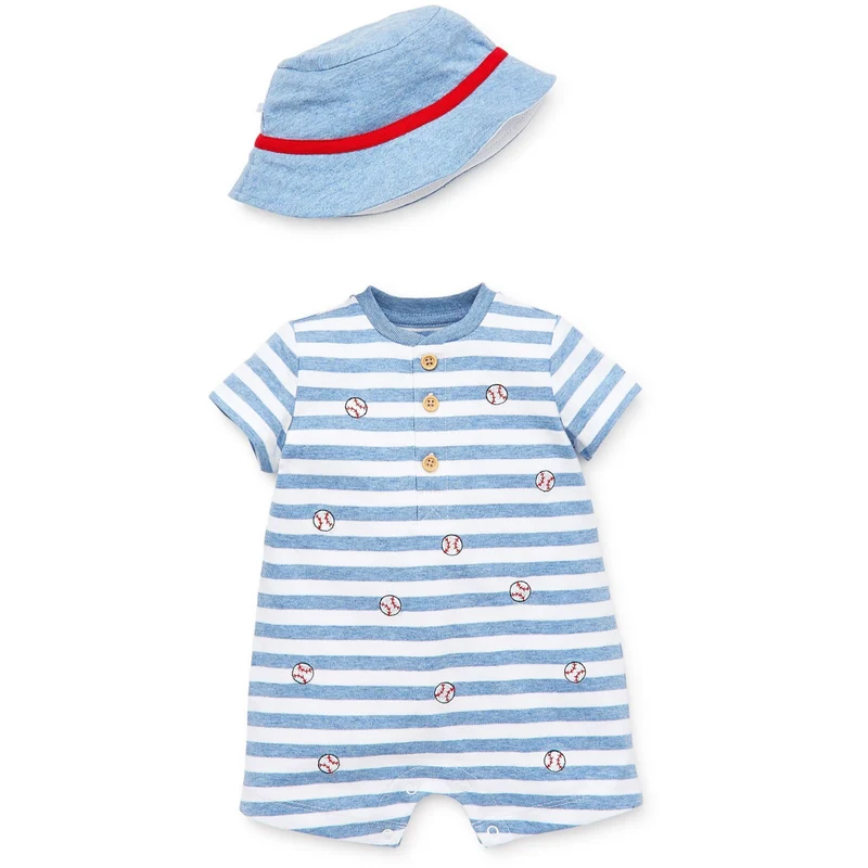 Little Me Baby Baseball Romper and Hat Set