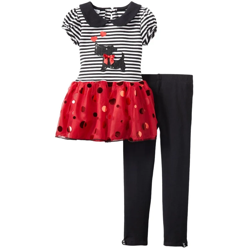 Girl's Scottie Peter Pan Red Tutu Legging Set