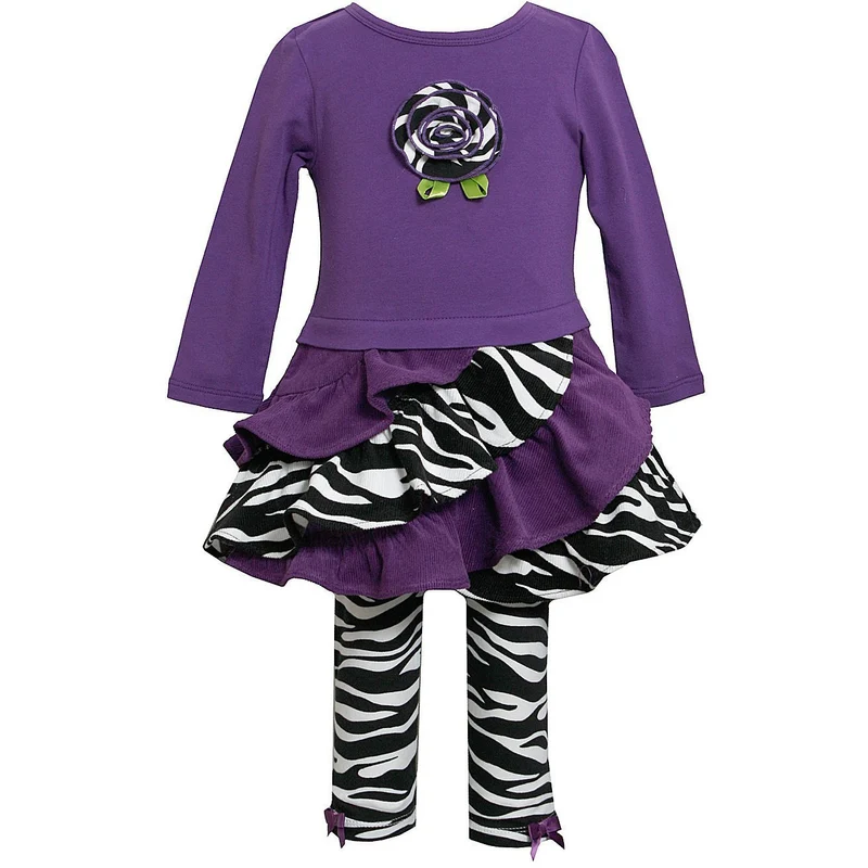 Bonnie Jean Newborn to 6X Purple Zebra Legging Set