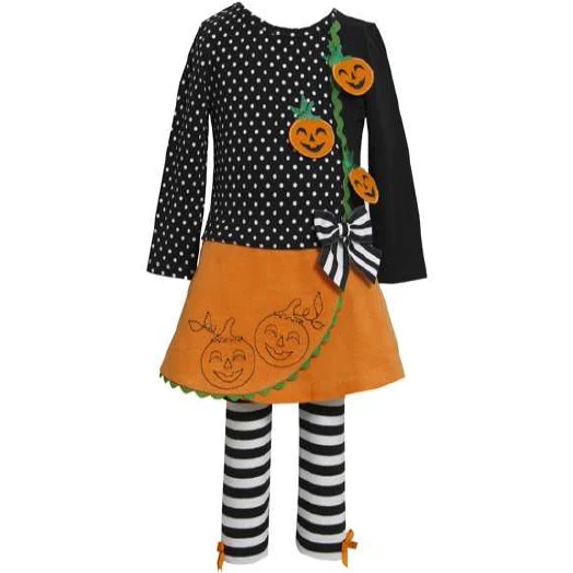 Bonnie Jean Autumn Jack O Lantern Tunic Legging Set