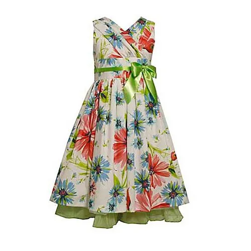 Bonnie Jean Girls Dress Pleated Neckline Floral Size 5