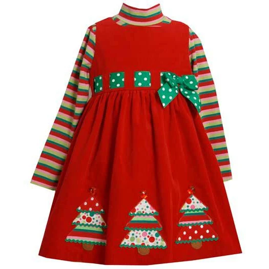 Bonnie Jean Collection: Girl's Christmas Tree Holiday Dress
