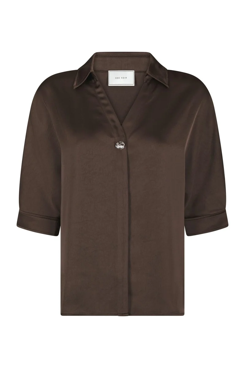 Neo Noir - Carm Heavy Sateen Shirt 170699 - 676 - Dark Brown