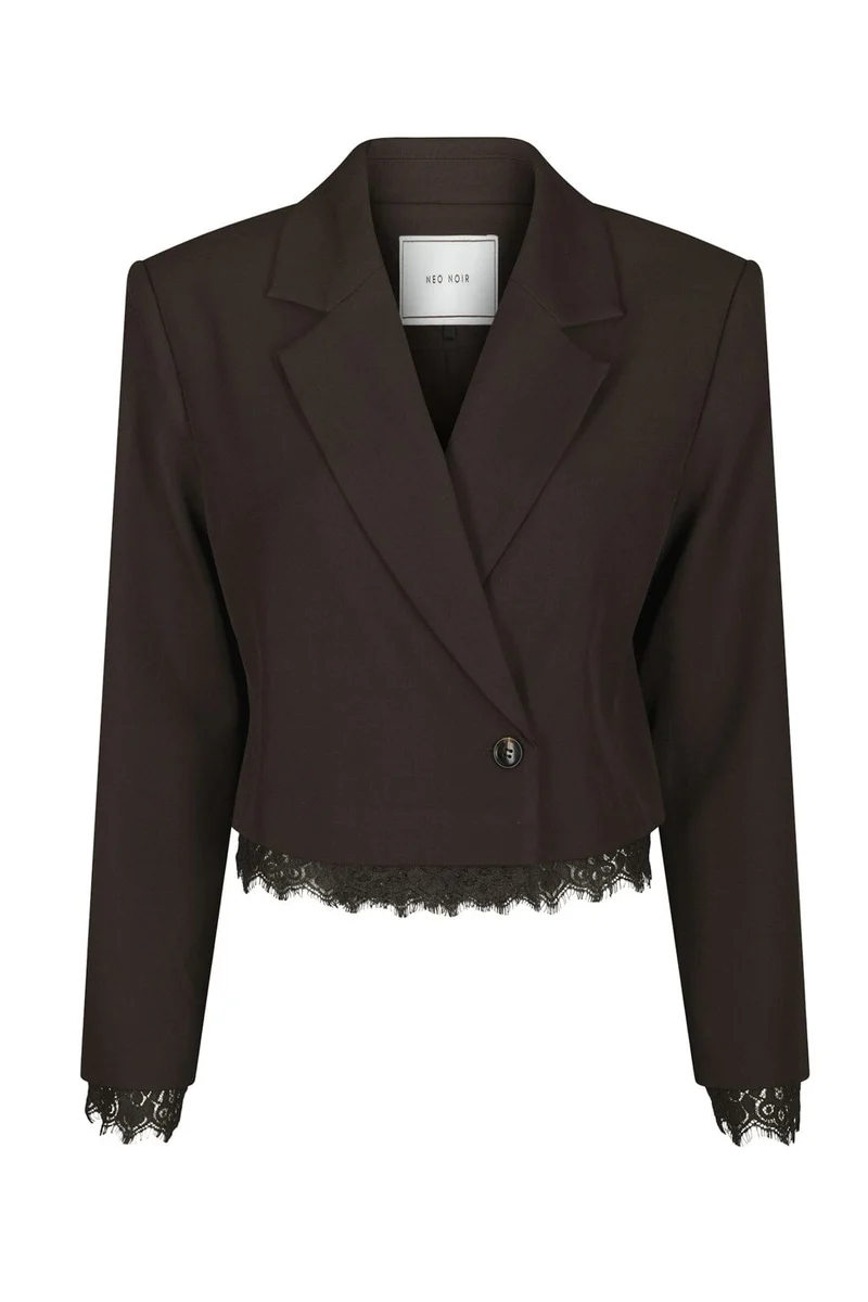 Neo Noir - Blythe Structure Lace Blazer 170658 - 676 - Dark Brown