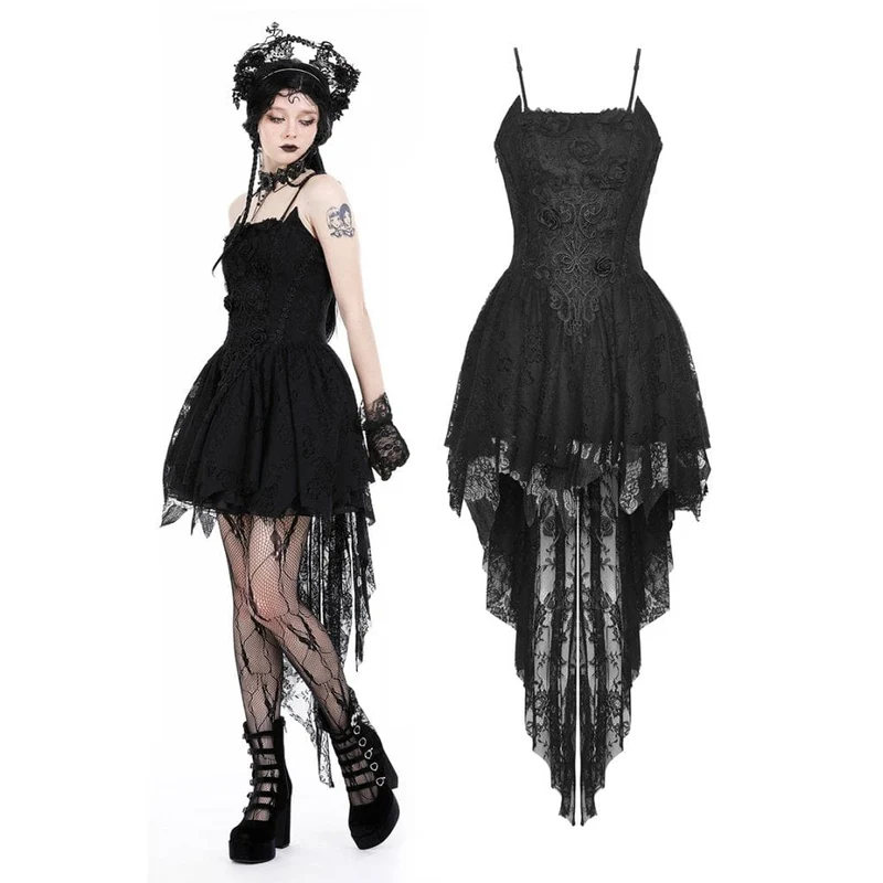 Kvinnors Gothic Rose Hög-låg Slip Bröllopsklänning