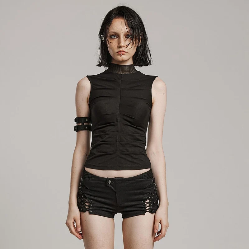 Goth Mesh Slim Fitted Skeleton Linne för kvinnor