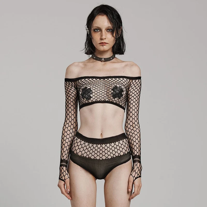 Punk Slim Fitted Mesh Underkläder Set för kvinnor