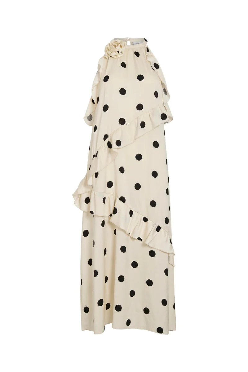 Vila - Viclaire S/L Rose Midi Dress Ro - 5046758 Birch Black Dots