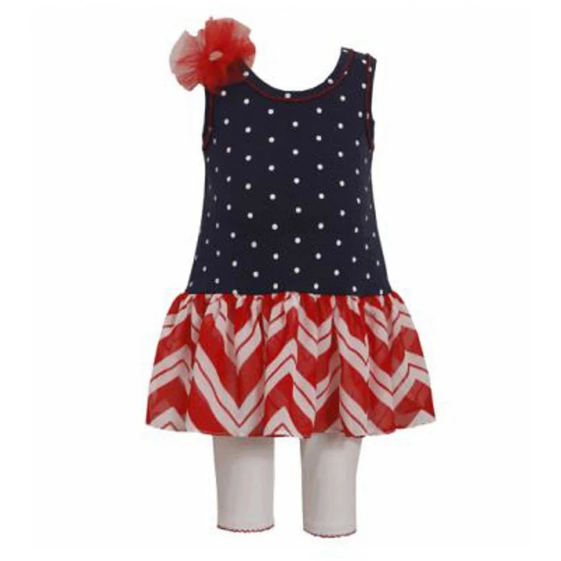 Bonnie Jean Girls Navy Patriotic Chevron Tutu Legging Set