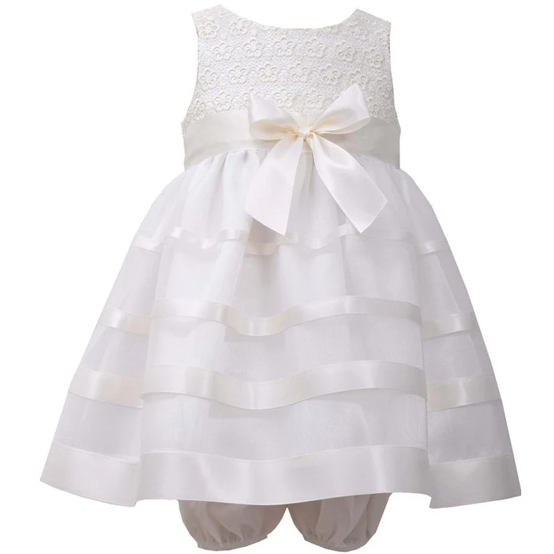 Bonnie Jean Baby - Girls Ivory Lace Ribbon Dress