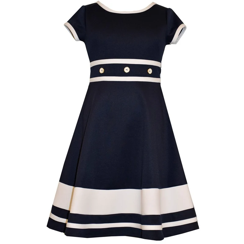 Bonnie Jean Little Girls Navy Nautical Sailor Dress